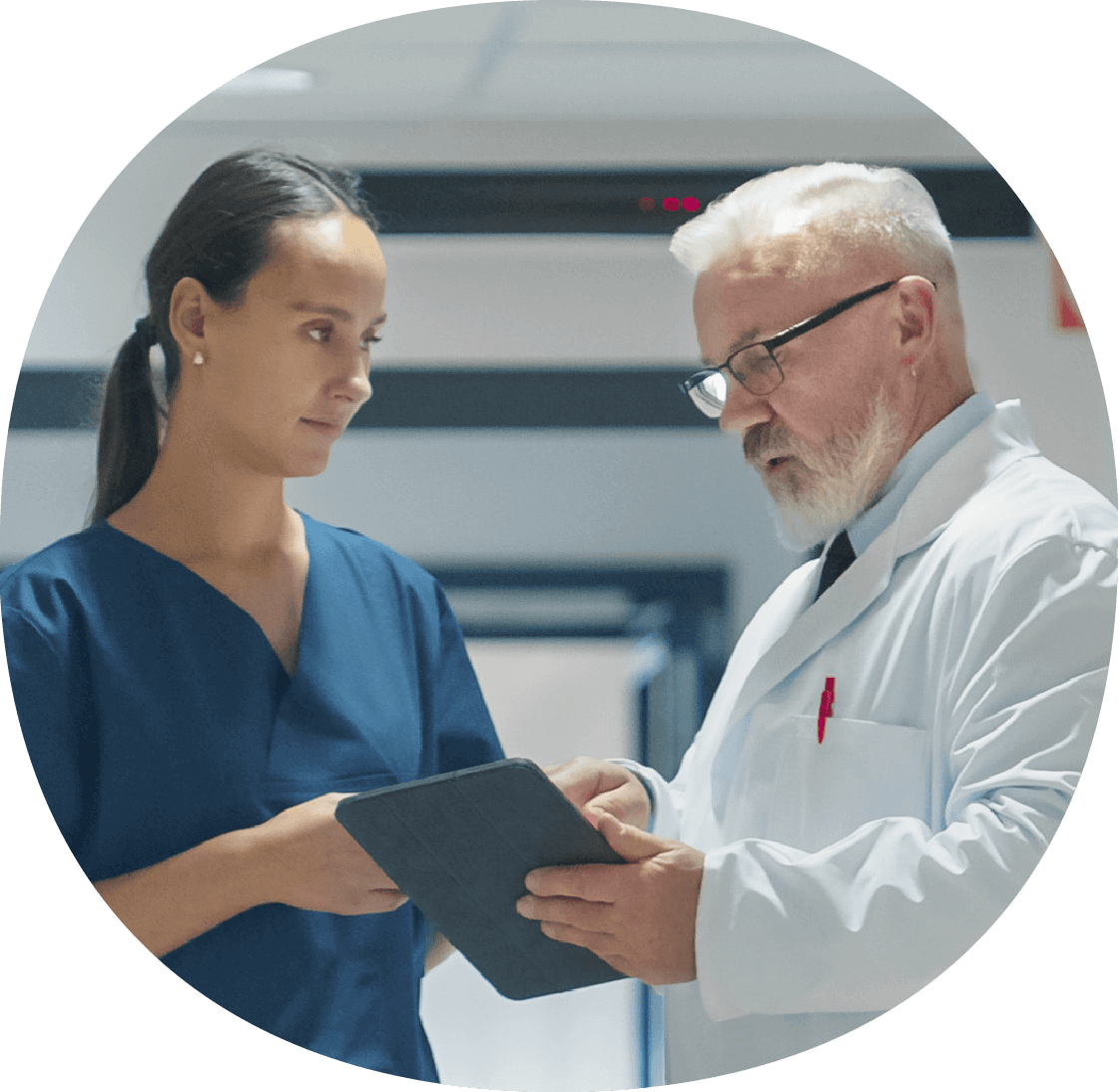 Doctors collaborating in a clinical setting